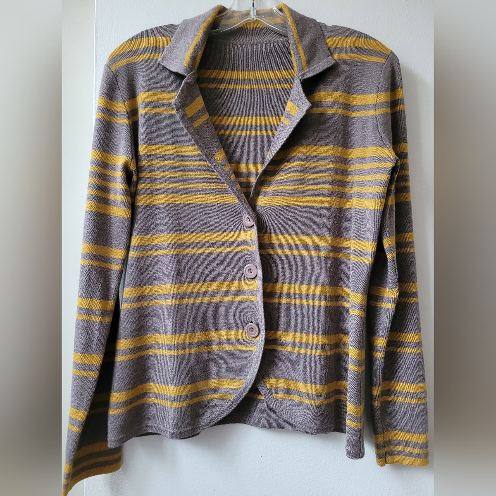 Size M/L - soft and comfy sweater - grey with tan stripes